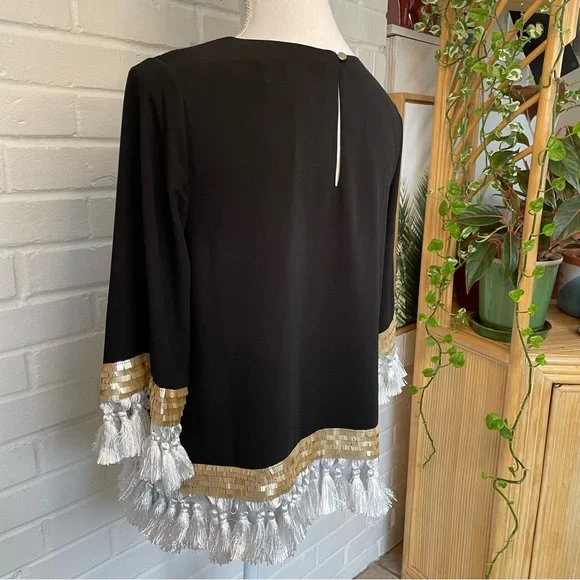 Mestiza New York Shimmy Shimmy Tassel Top Women’s Size Small Sequins Luxury